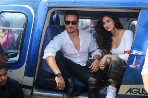 Tiger Shroff And Disha Patani Arrive In Chopper At Mahalaxmi Racecourse