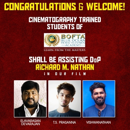 Gautham Karthik's Mr Chandramouli team welcomes three cinematography students to assist its DoP