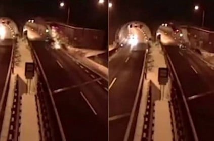 Watch - Car suddenly flies and rams into tunnel entrance in Slovakia