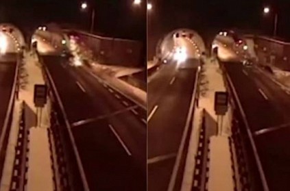 Watch - Car suddenly flies and rams into tunnel entrance in Slovakia