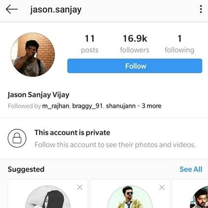 Vijay's son Sanjay is not on Instagram